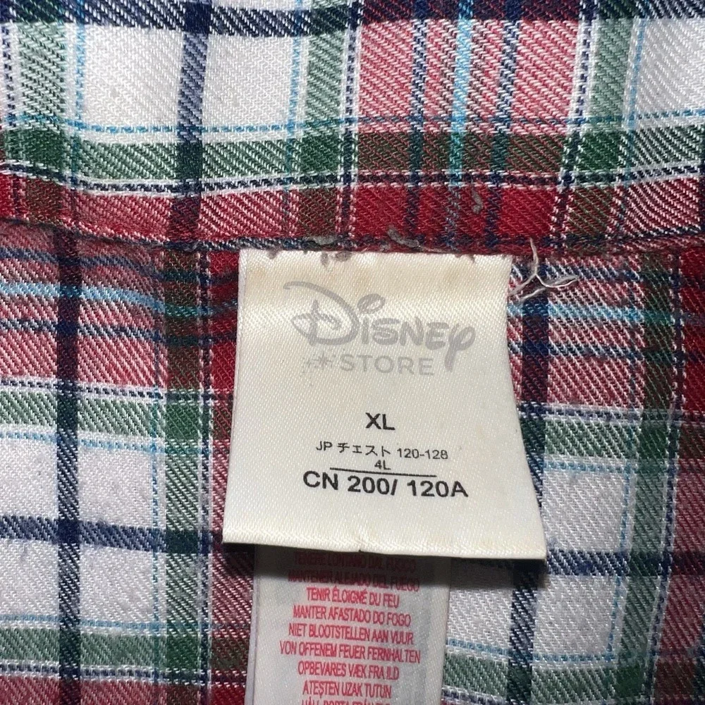 Disney Store Mickey Mouse Pajama Set Mens XL Red Plaid Light Flannel Christmas - Picture 5 of 16